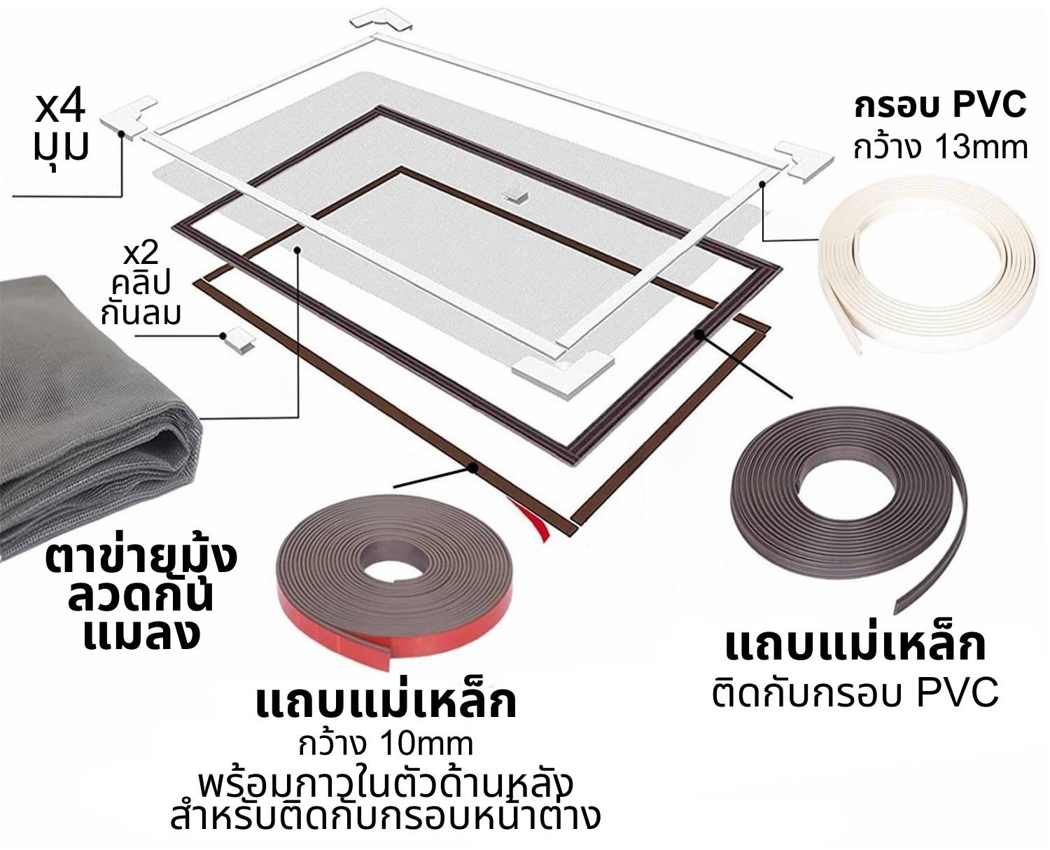มุ้งลวดหน้าต่างแม่เหล็ก